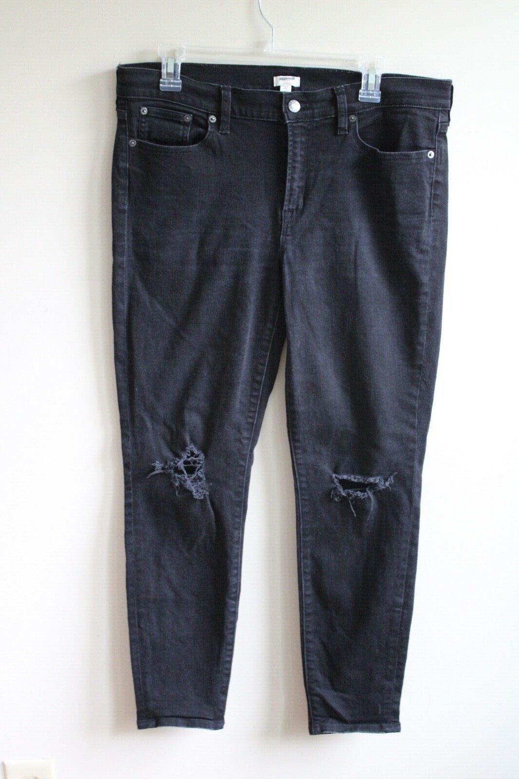 J. Crew Factory 32 Black Distressed Skinny Cotton Stretch J. Crew Factory 32 Black Distressed Skinny Cotton Stretch