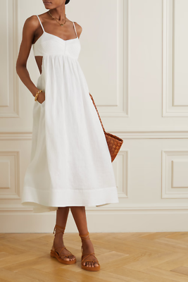 New Zimmerman Rosa Cutout Linen Midi Dress Size 4 Zimmerman Size 14 US