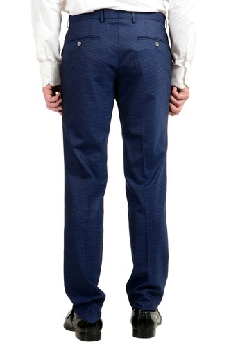 Pre-owned Hugo Boss "novid/bristow" Men's 100% Wool Blue Slim Two Button Suit