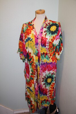 Women Sunshine and Rodeos NWT Duster Kimono Bright Multicolor Swimsuit Cover O/S
