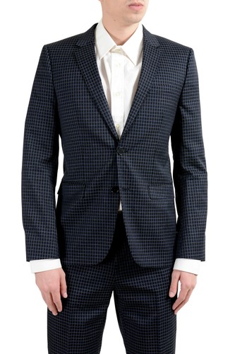 Pre-owned Hugo Boss "astian/hets" Men's Wool Plaid Two Button Suit In Multicolor