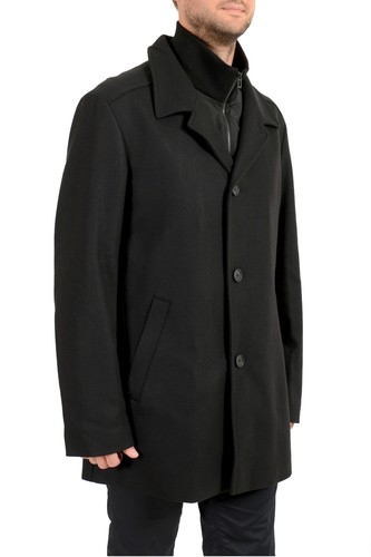 Pre-owned Hugo Boss Men's "barelto1942" Black Wool Button Down Jacket Coat