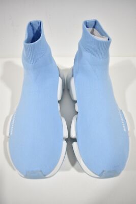 Pre-owned Balenciaga Speed 2.0 Sock Light Blue White High Top Knit Pull Trainer Sneaker 39