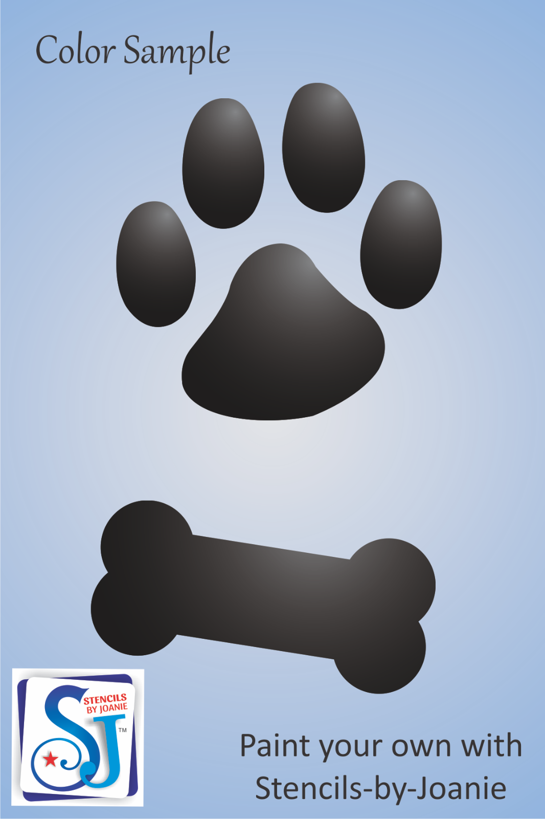 Joanie Dog Stencil 4" Paw Print Bone DIY Puppy Pet Animal Kennel DIY Craft Signs