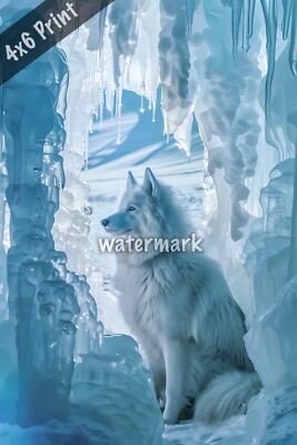 Siberian Husky in an ice castle with a snow queen ar 2 4x6 Print