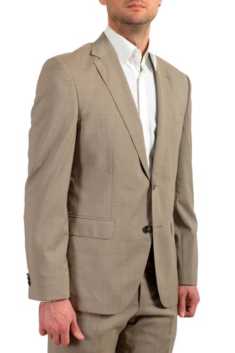 Pre-owned Hugo Boss Men's "johnstons5/lenon1" Regular Fit 100% Wool Two Button Suit In Beige