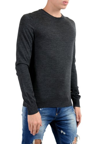 Pre-owned Versace Men's 100% Wool Gray Crewneck Sweater Size S M L