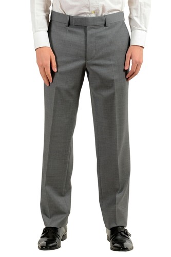 Pre-owned Hugo Boss "paolini1/movio1us" Men's 100% Wool Gray Two Button Suit