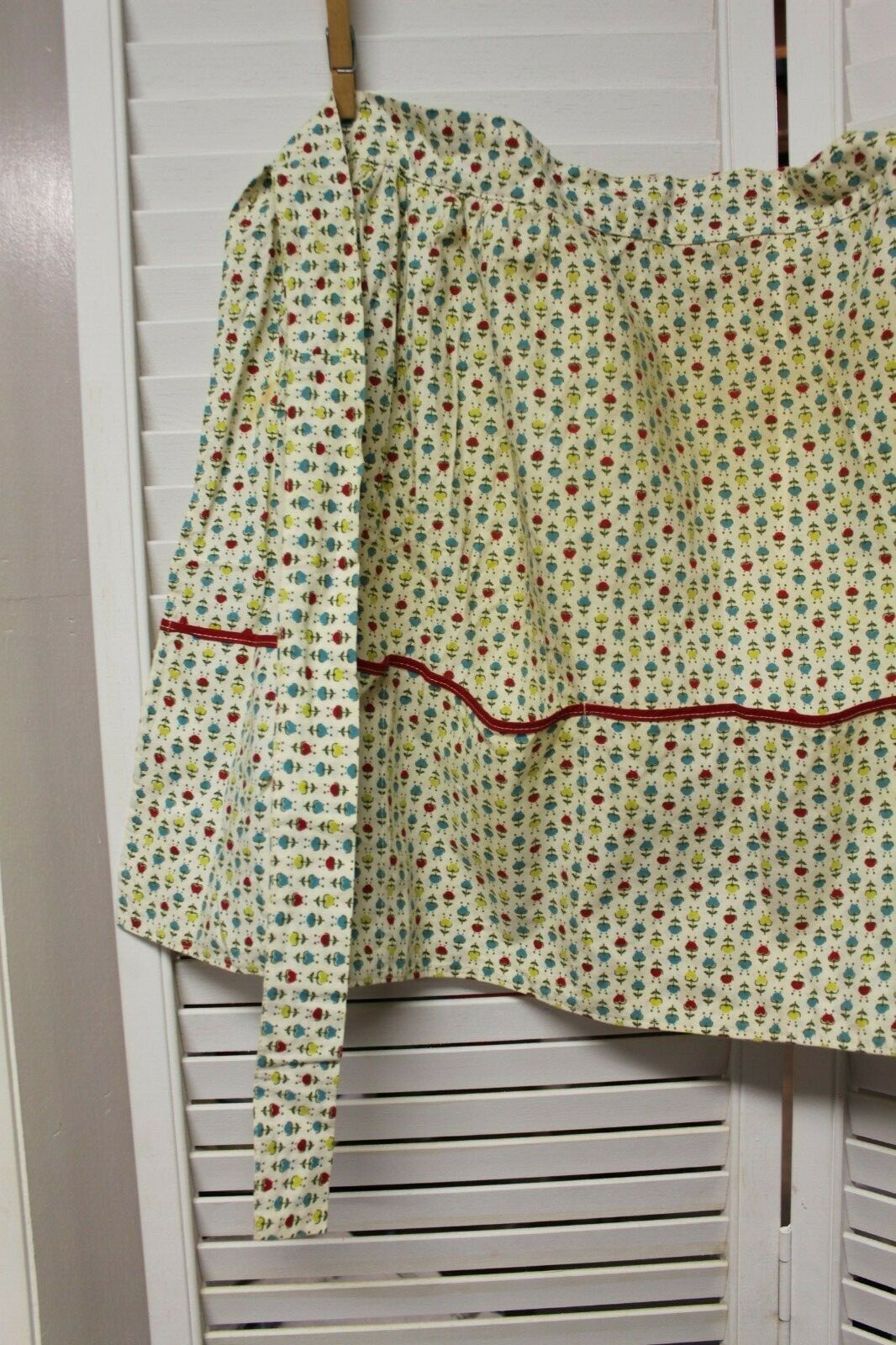 Vintage Half  Apron Kitchen Cooking handmade pocket across apron