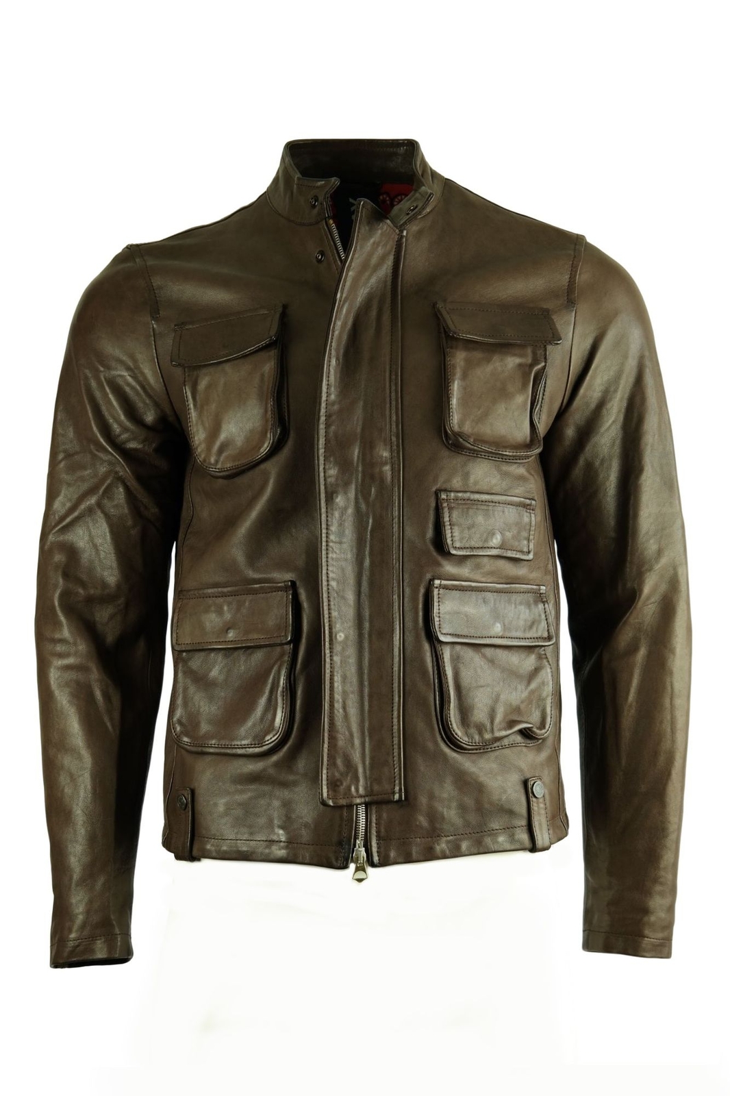 REPLAY REPLAY HERREN LEDERJACKE MIT TASCHEN / USED-LOOK / LAMMLEDER / BRAUN