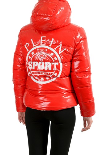 PLEIN SPORT PLEIN SPORT DAMEN ROT MIT KAPUZE WENDBAR LOGO AUFDRUCK REISSVERSCHLUSS PARKAJACKE