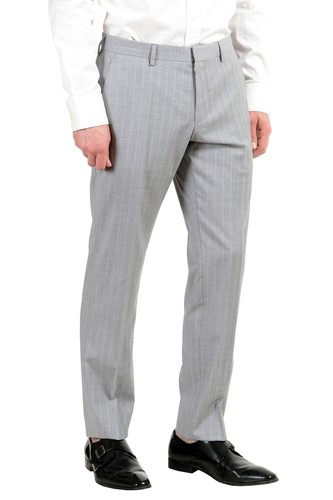 Pre-owned Hugo Boss "huge6/genius5we" Men's 100% Wool Slim Two Button Three Piece Suit In Gray