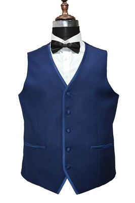 Pre-owned Handmade Men Blue Suits Designer Elegant Wedding Dinner Suits (coat+vest+pant)