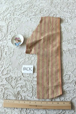 Antique French Silk Velvet Red Stripe Fabric~Dolls~L-17