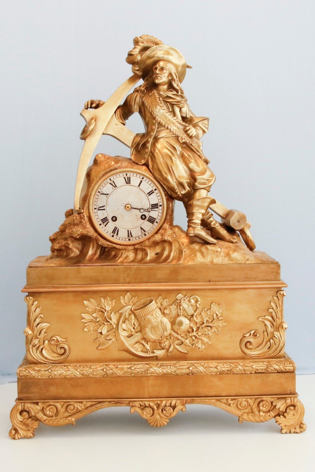 Rare Circa 1830 French France Gilded Bronze Pendulum Clock Naval Sailor Anchor