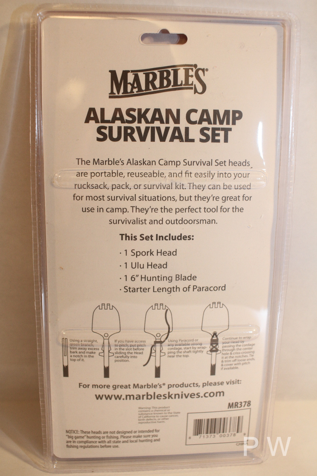 Marbles Alaskan Camp Survival Set-Spork, Ulu, and 6