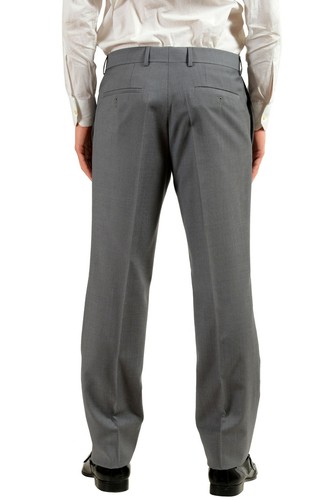 Pre-owned Hugo Boss "paolini1/movio1us" Men's 100% Wool Striped Gray Two Button Suit