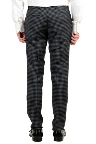 Pre-owned Hugo Boss "reymond/wenten" Men's 100% Wool Plaid Extra Slim Two Button Suit In Multicolor