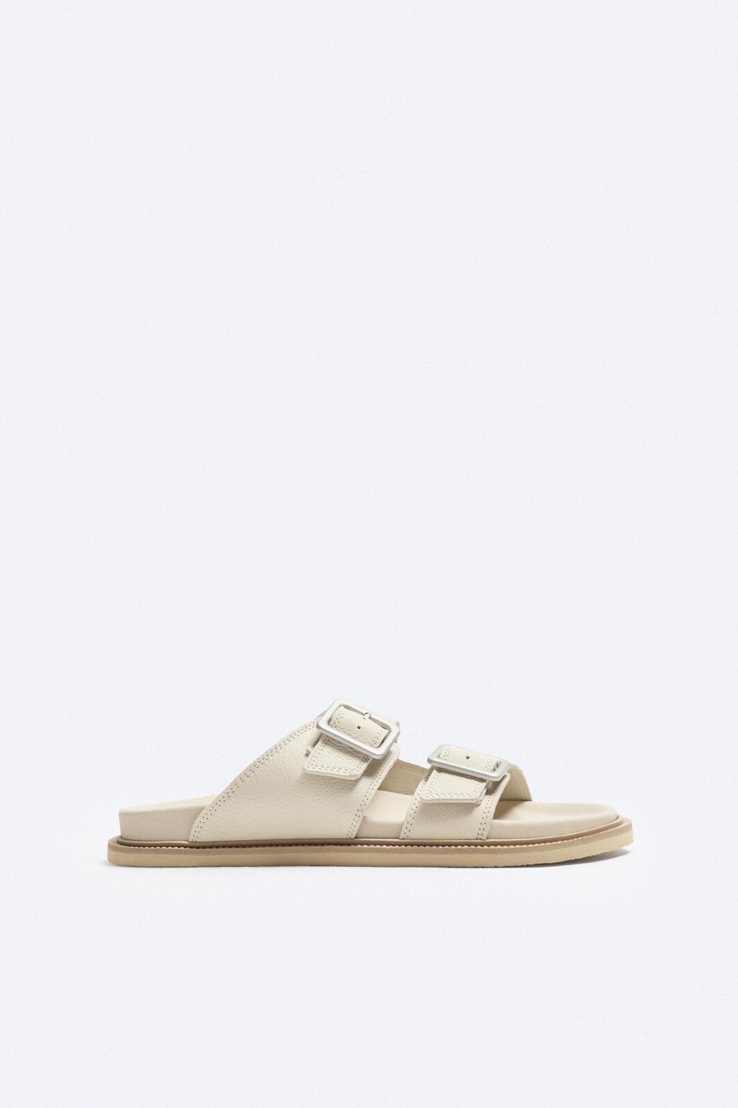 New Zara Double Strap Leather Sandals 3400/321 US7 40 Sand