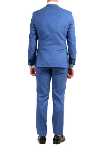Pre-owned Hugo Boss Men's "johnstons5/lenon1" Regular Fit 100% Wool Blue Two Button Suit