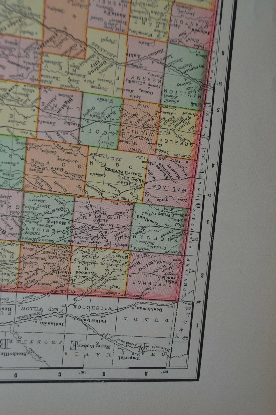 1895 Antique Map of Kansas