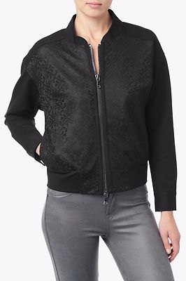 ジャケット・アウター detachable bomber tailored jacket $385 NWT 7 FOR ALL MANKIND SzL LACE-OVERLAY FULL ZIP BOMBER JACKET