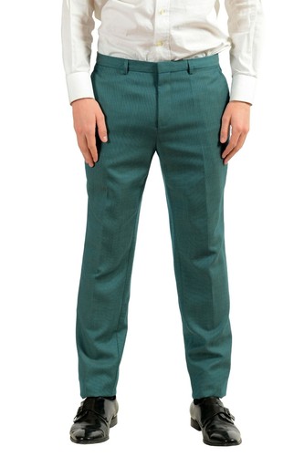 Pre-owned Hugo Boss "astian/hets" Men's 100% Wool Green Two Button Suit