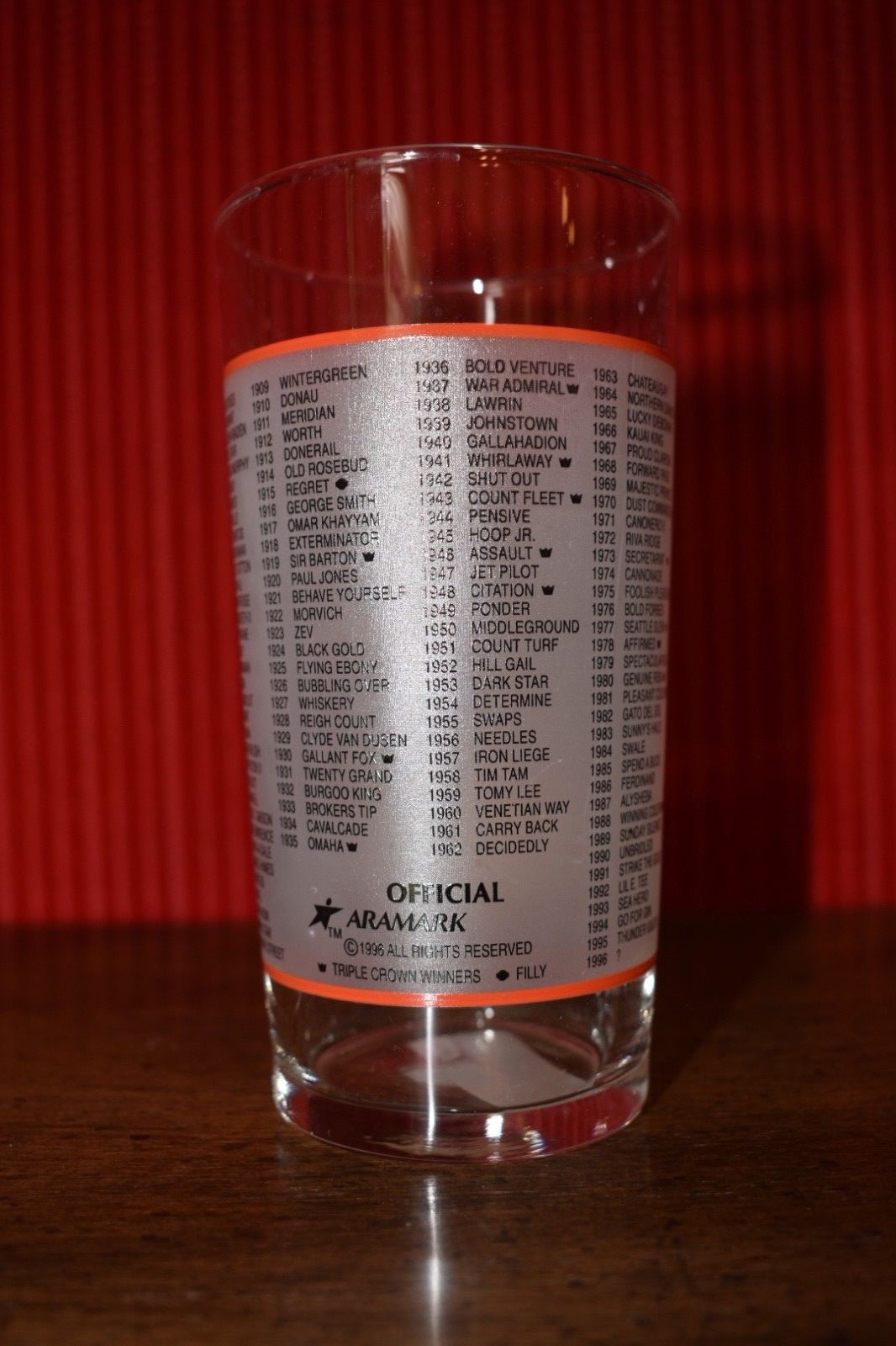 1996 OFFICIAL Kentucky KY Derby Mint Julep Glass Horse Racing Churchill Downs