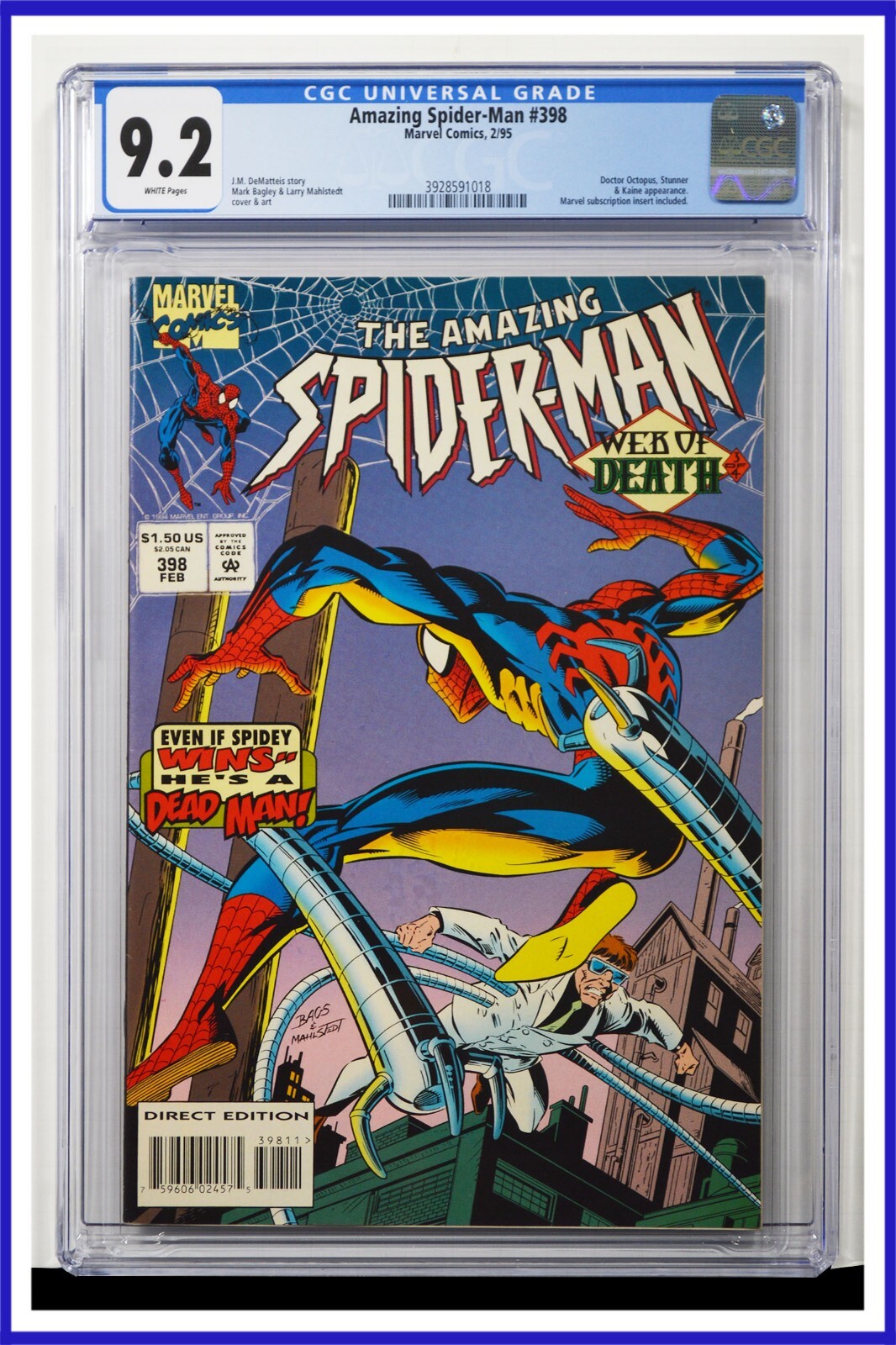 Amazing Spider-Man #398 CGC Graded 9.2 Marvel 1995 White