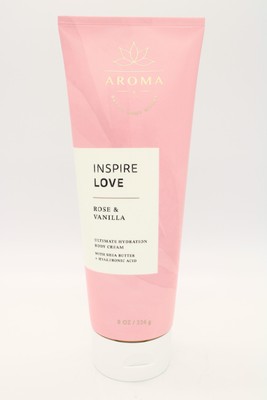 Bath and Body Works Aroma INSPIRE LOVE: ROSE & VANILLA Body Cream 8 oz NEW