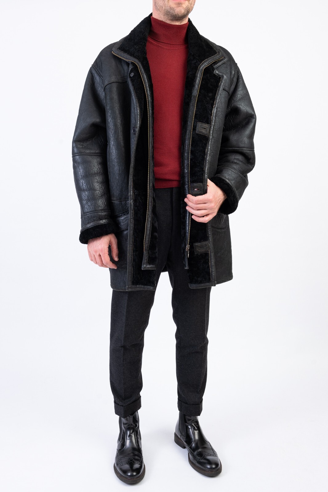 Hollies Men's Supple Soft Chunky Lambsfur Shearling Coat, EU