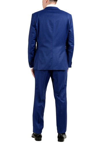 Pre-owned Hugo Boss "nestro3/byte1" Men's 100% Wool Blue Two Button Suit