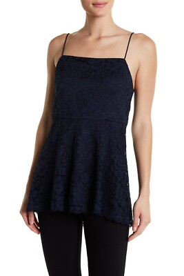 Alice + Olivia Navy Maxine Lace Peplum Cami Size X-Small Orig $285