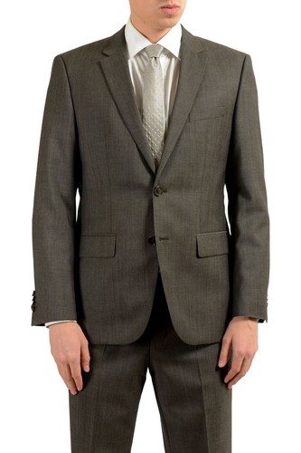 Pre-owned Hugo Boss "the Grand1/central1us" Men's 100% Wool Dark Brown Two Button Suit