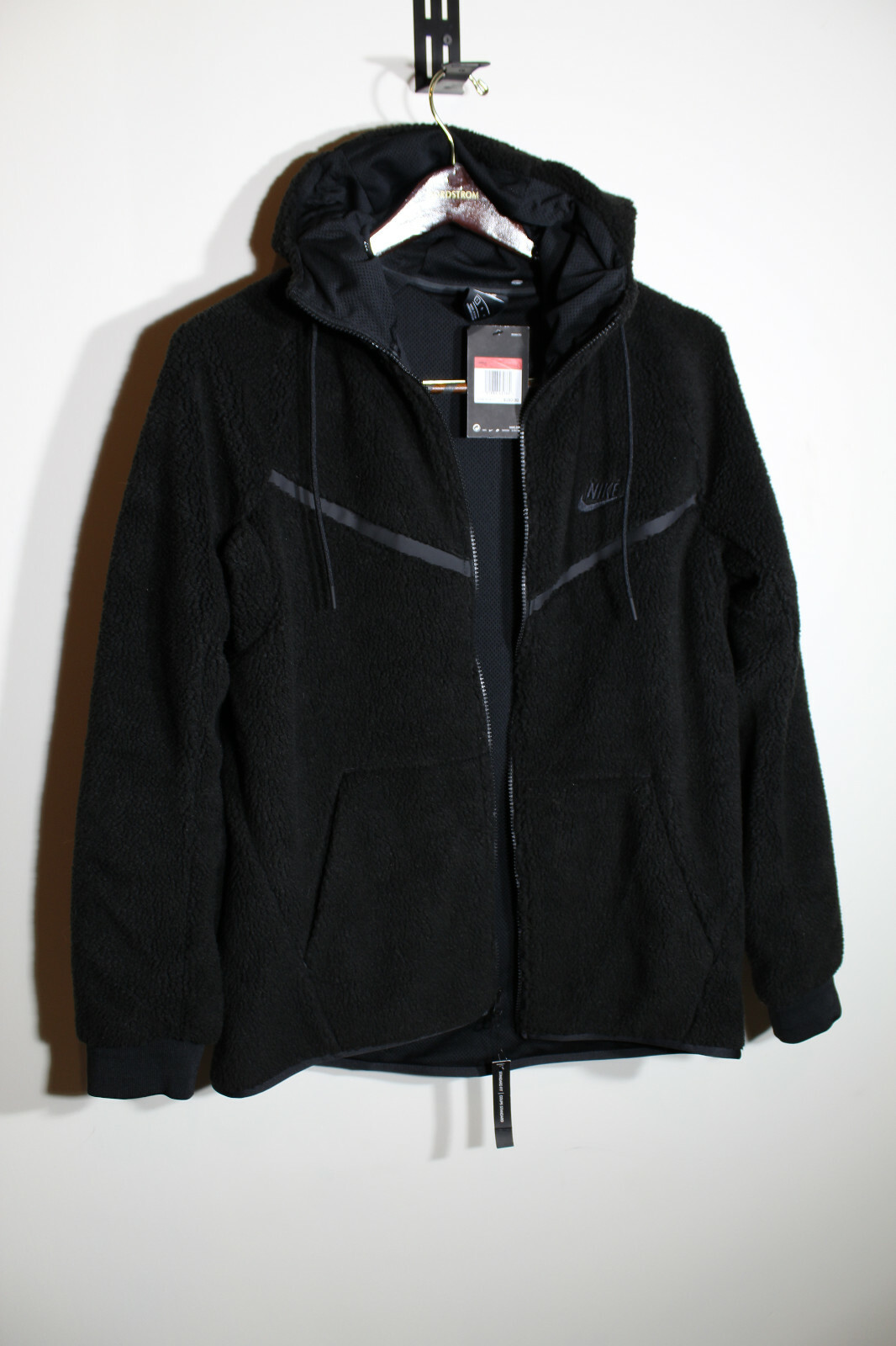 Nike Tech Fleece Sherpa Full-Zip Windrunner Hoodie Black AQ2767 010 Sz LARGE l