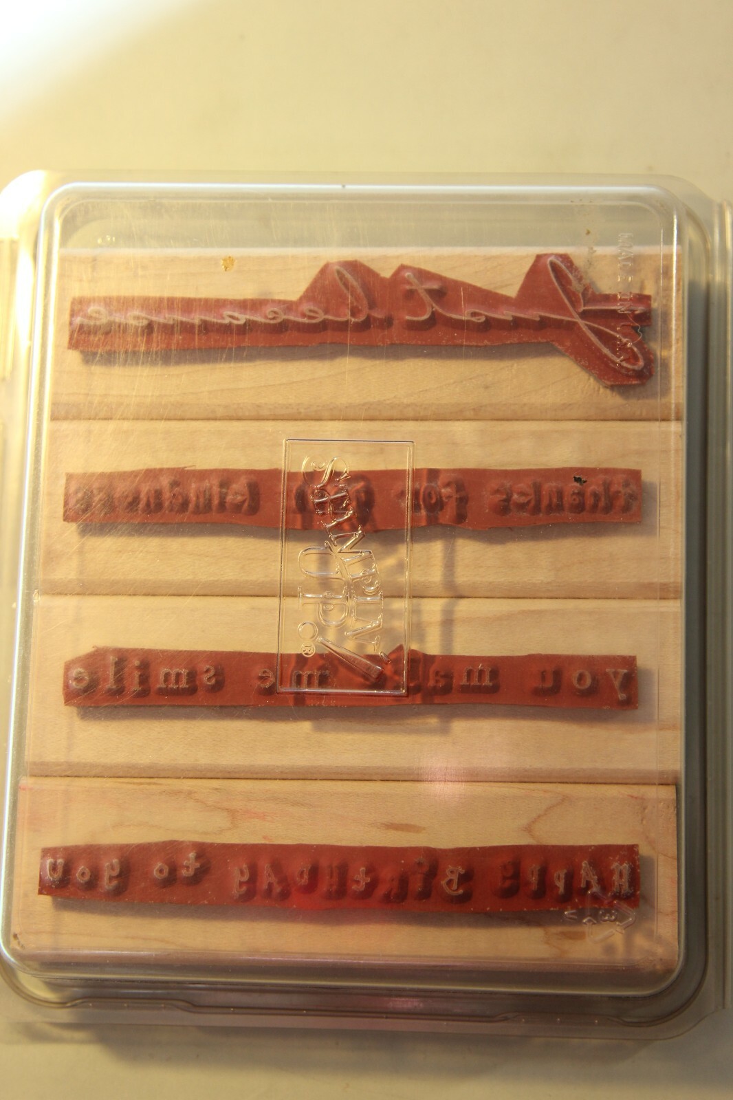 Stampin Up 2003 Set of 4 Simple Sayings II Wood Mounted Rubber Stamps