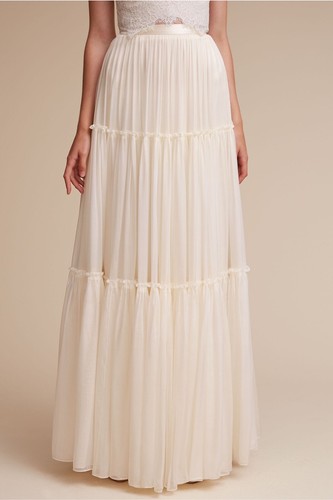 Pre-owned Catherine Deane Anthropologie Bhldn X  Agatha Silk Skirt Msrp $800 Sz 12 In White
