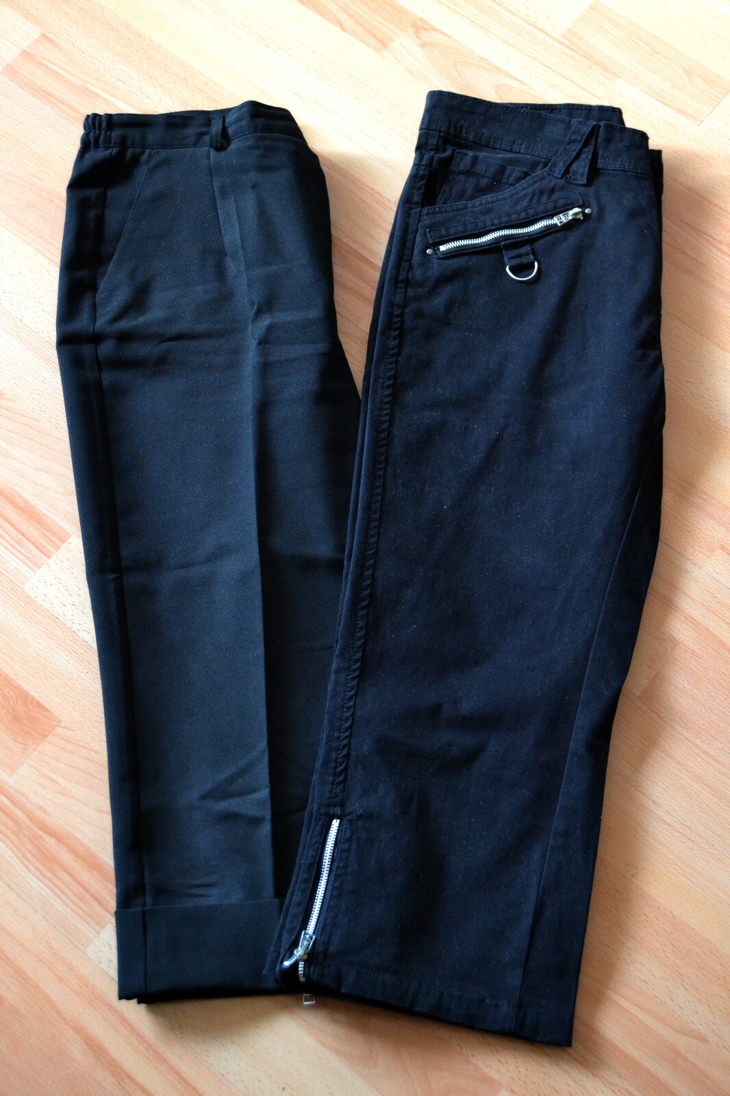 Set 2 Damen 3/4 Hosen Caprihose Stoffhose Jeans schwarz Gr. 42 / L