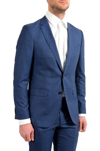 Pre-owned Hugo Boss Men's "novan5/ben2" Slim Fit 100% Wool Blue Two Button Suit