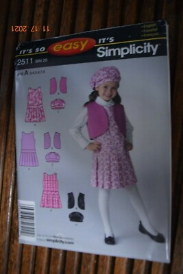 It's So Easy It's Simplicity 2511 Size 3-8 Jumper Vest Hat Uncut Sewing Pattern