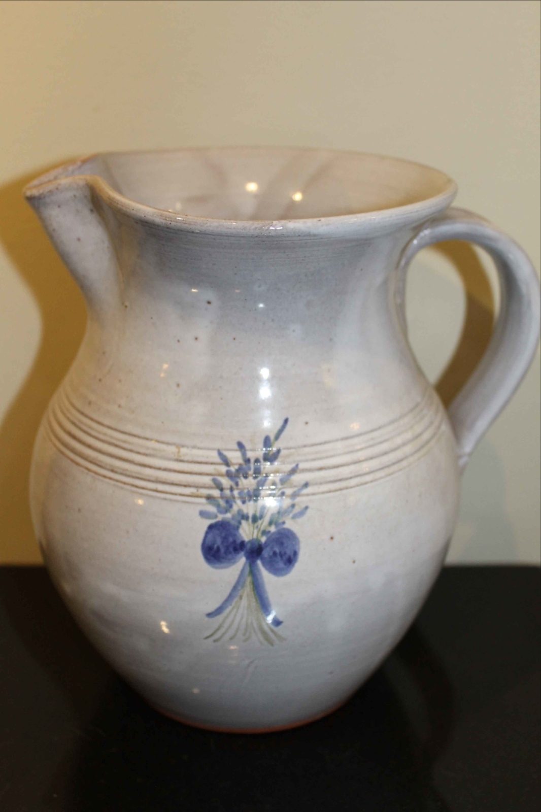 M.L. Owens North Carolina Pottery Gray Pitcher, Dated 1991
