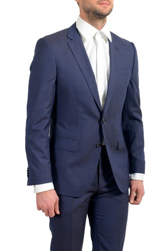 Pre-owned Hugo Boss "huge6/genius5_bxn" Men's 100% Wool Two Button Suit In Blue
