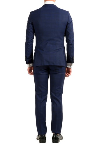 Pre-owned Hugo Boss Men's "novan5/ben2" Slim Fit 100% Wool Plaid Two Button Suit In Blue
