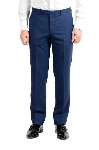 Pre-owned Hugo Boss "johnstons5/lenon1" Men's 100% Wool Blue Two Button Suit