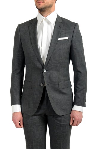 Pre-owned Hugo Boss "hutson5/gander3" Men's 100% Wool Slim Two Button Suit In Gray