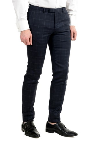 Pre-owned Hugo Boss "t-royston/wain1" Men's Extra Slim 100% Wool Plaid Two Button Suit In Multicolor