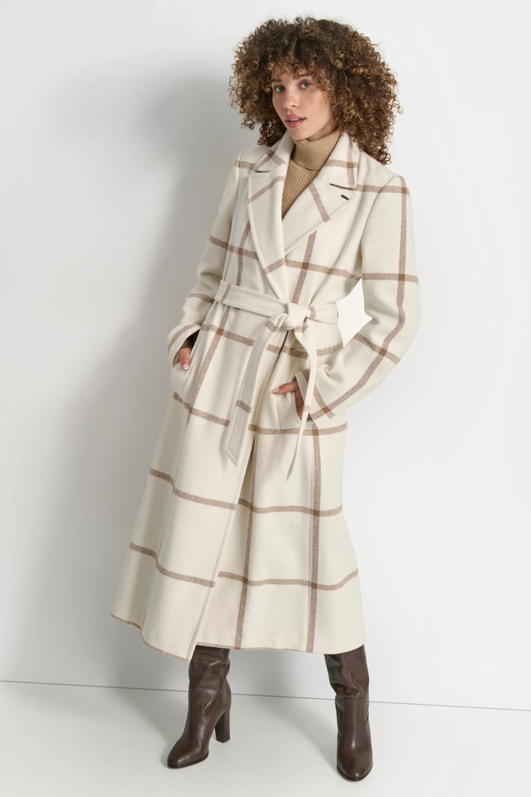 DKNY - | ヘリンボーン Puffer Hooded Wool コート ヴィンテージ 
