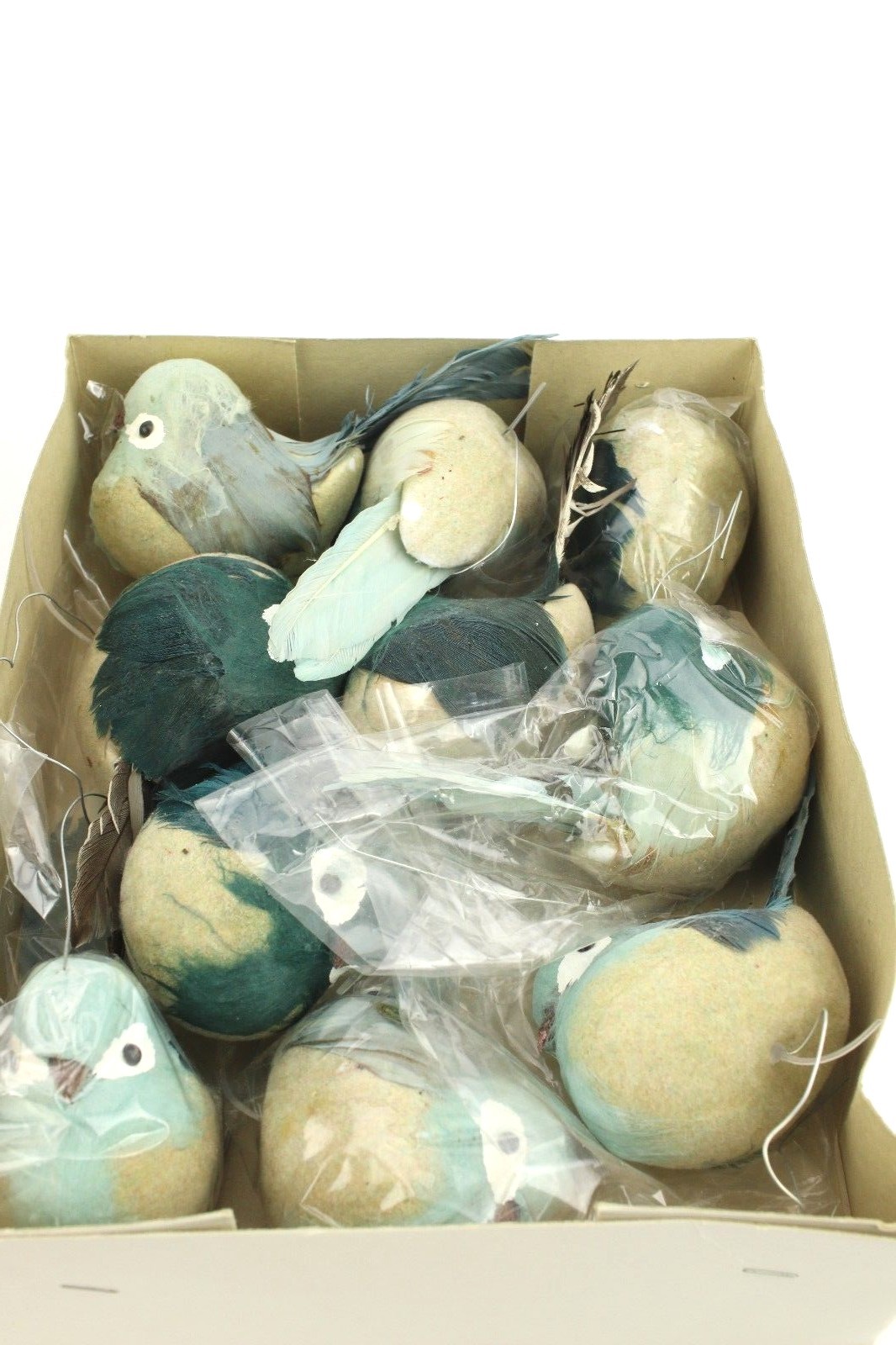 Vintage Lot x10 Fat Blue White FAT Round Bird Floral Craft Pick HONG KONG Real