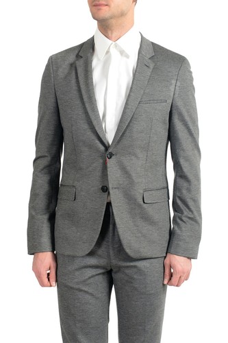 Pre-owned Hugo Boss "anfred/heiron192j" Men's Gray Extra Slim Two Button Suit