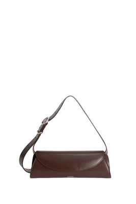 JIL SANDER Cannolo Small $1590 Dark Earth Leather Handbag New And Authentic